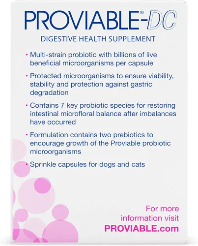 Vista 4 de Nutramax Proviable Probióticos para Perros y Gatos, Suplemento Diario para la Salud Digestiva con Múltiples Cepas de Bacterias, Probióticos