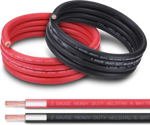 Vista 10 de Cable de batería 1/0 AWG de 10 pies, rojo y negro, cable de soldadura OFC de cobre puro calibre 1/0 (actualizado con aislamiento más grueso), mayor