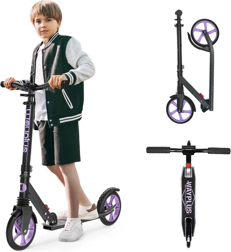 Vista 10 de WAYPLUS KS1 Kick Scooter para mayores de 6 años, niños, adolescentes y adultos. Carga máxima de 240 libras. Plegable, ligero, ruedas grandes de 8
