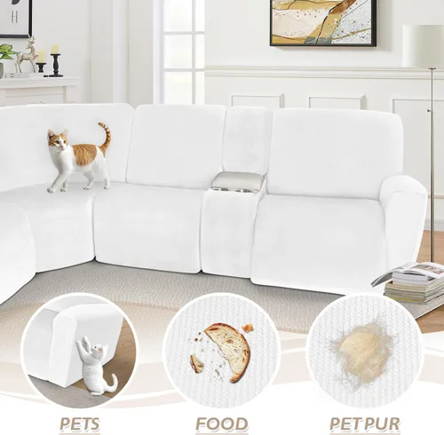 Vista 283 de Arfntevss Fundas de sofá seccional reclinable de terciopelo, Funda de sofá seccional de esquina para sofá reclinable, Funda elástica suave