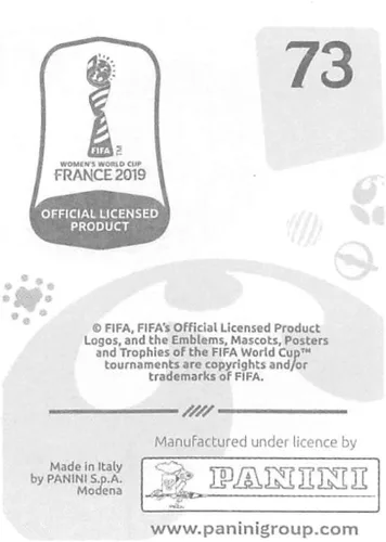 Vista 2 de Panini FIFA - Calcomanías para álbumes de la Copa Mundial Femenina de Francia 2019 (solo adhesivo individual) Fútbol #73 Caroline Graham Hansen