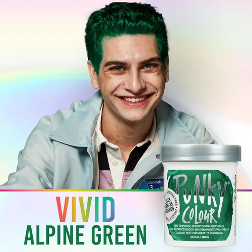 Vista 3 de Punky Alpine Green Color Semipermanente para el Cabello - Tinte Acondicionador para el Cabello Vegano y Libre de Crueldad, Dura Hasta 35 Lavados