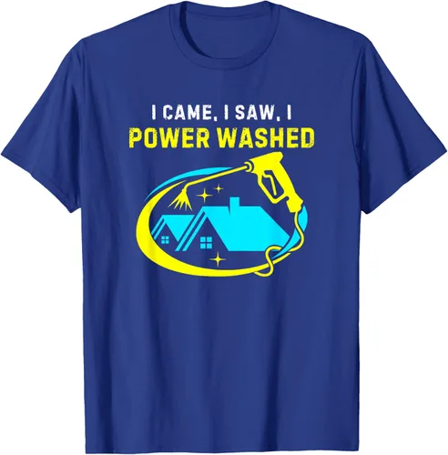 Vista 25 de Camiseta con texto en inglés "I Came, I Saw, I Power Washed Funny Power Washing", Negro