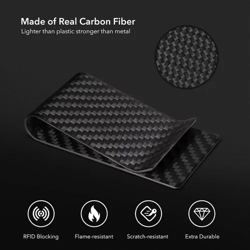 Vista 12 de SERMAN BRANDS Clip de dinero de fibra de carbono para hombres – Cartera delgada con clip de dinero RFID, bolsillo frontal minimalista, cartera EDC