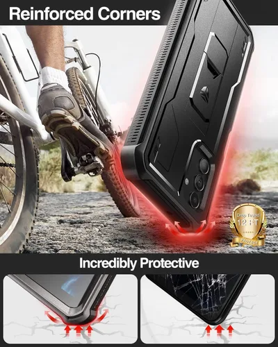 Vista 3 de Dexnor Funda para Samsung Galaxy A13 5G, [Protector de pantalla y soporte integrados] Protección de grado militar pesado a prueba de golpes