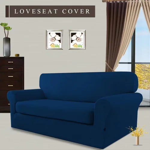 Vista 2 de Easy-Going Funda Protectora Elástica de Microfibra para Sofá de 2 Piezas – Cubierta de Sofá Suave Ajustada con Spandex, Protector de Muebles Lavable