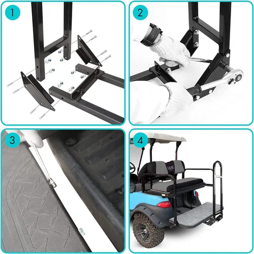 Vista 4 de 10L0L Barra de seguridad trasera universal para carrito de golf con reflector triangular Compatible con Yamaha Club Car EZGO (2+2) /(4+2) Carrito