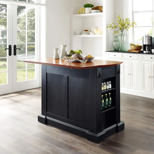 Vista 8 de Crosley Furniture Isla de cocina Drop Leaf/Barra de desayuno, negro