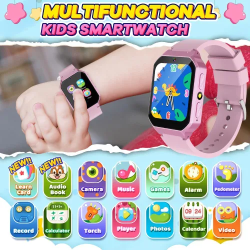 Vista 2 de Reloj inteligente para niños de 6 a 12 años, juguetes con 26 juegos, reproductor de música, pantalla táctil HD de 1.69 pulgadas, cámara de video