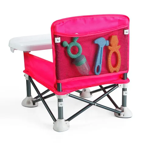Vista 7 de PandaEar Asiento elevador de viaje portátil con bandeja, asiento plegable para bebé, silla alta para mesa de comedor, silla de campamento compacta