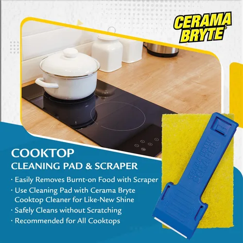 Vista 3 de CERAMA Bryte Combo de rasqueta y almohadilla para cocinas de cerámica., otro, Multicolor, Paquete de 1