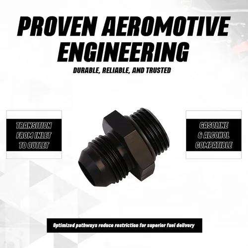 Vista 3 de Aeromotive 15608 Aluminio anodizado negro -10AN macho conector de combustible con rosca estriada