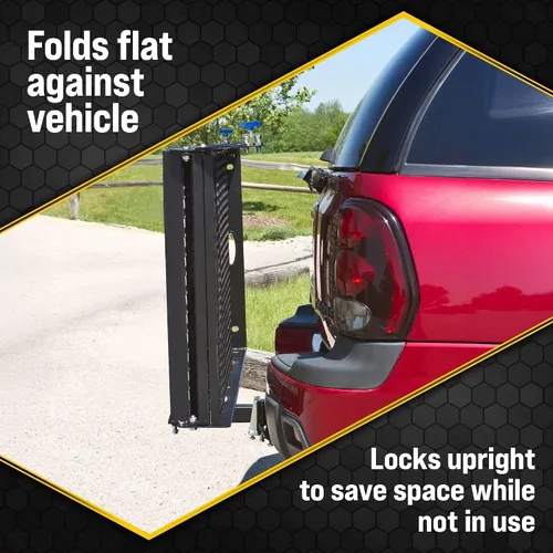 Vista 5 de Titan Ramps, porta silla de ruedas y scooter con enganche de 2 pulgadas, rampa plegable con capacidad de 500 libras para autos, camiones y carga