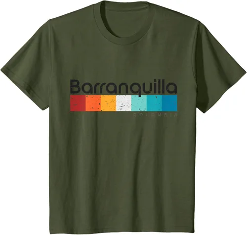 Vista 12 de Barranquilla Colombia - Camiseta de diseño vintage de estilo retro, Blanco, S