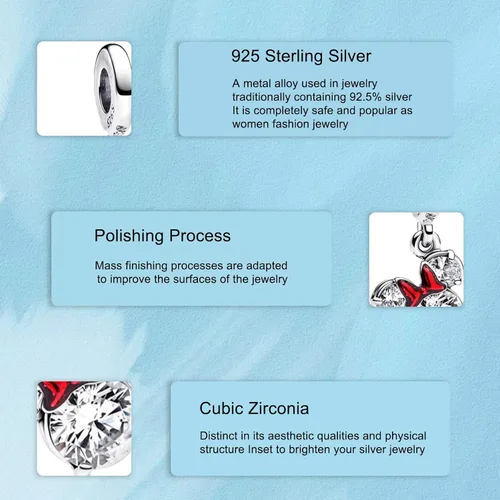 Vista 31 de Dijes de plata de ley 925 de dibujos animados de pato, ratón, oso, elefante, dragón chino, cuentas colgantes para pulseras y collares, joyería