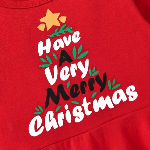 Vista 5 de Conjunto de ropa de Navidad con estampado de Papá Noel para niñas pequeñas, conjunto de ropa de Navidad de 3 piezas