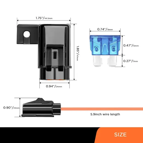 Vista 2 de Recoil Paquete de 3 portafusibles impermeables ATC ATO en línea 16AWG con 3 fusibles de 10 A y 3 fusibles de 15 A