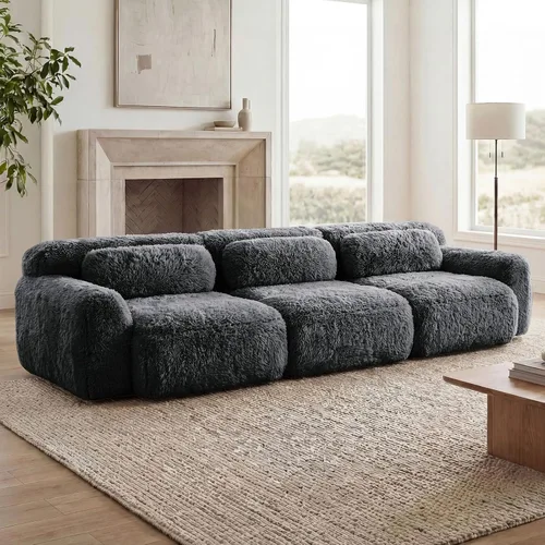 Vista 16 de Sofás seccional modular de 80" sin huesos modernos para sala de estar, juego de sofás comprimidos de 2 plazas con asiento profundo, sin necesidad