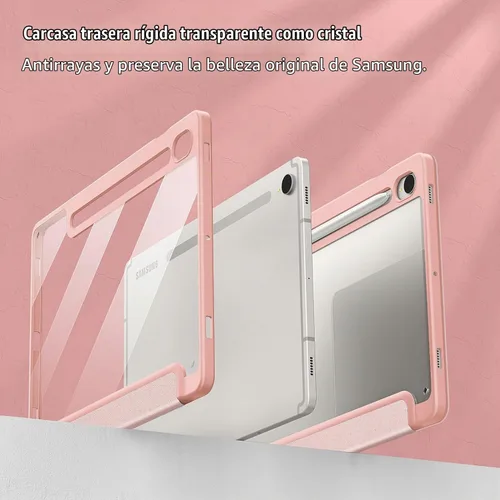 Vista 2 de Funda para Galaxy Tab S9 Ultra/S10 Ultra de 14.6 pulgadas, carcasa trasera transparente de cristal duro. Parachoques de TPU suave flexible