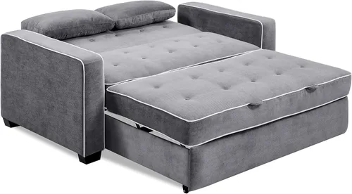 Vista 3 de Serta Ainsley Sofá Cama Convertible de 66.5", Tamaño Full, Dreamcoil Comfort, Tela Tejida Suave, Carbón