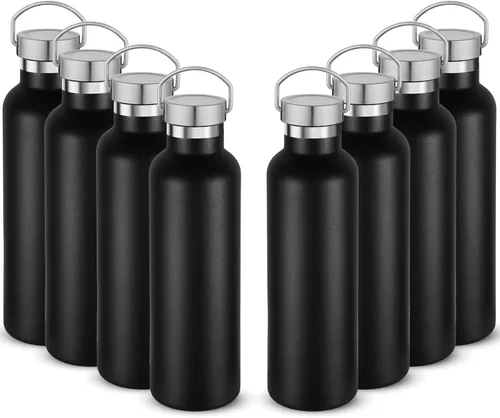 Vista 34 de Volhoply 24 onzas Botella de agua aislada con boca estándar con tapa de combinación de plástico y acero inoxidable, botellas de agua de 304 18/8