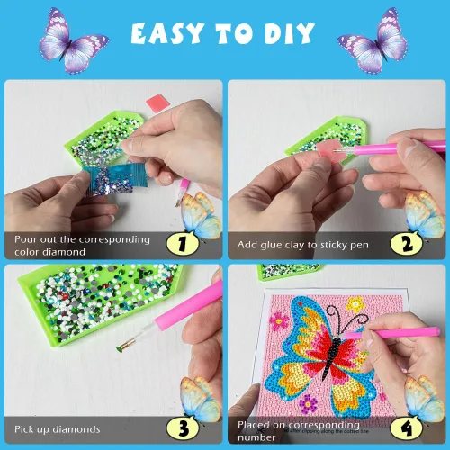 Vista 3 de QEUOYSS Kit de arte de diamantes para niños con marco de madera, arte y manualidades para niños de 6 a 8 a 10 a 12 años, fácil de hacer tú mismo
