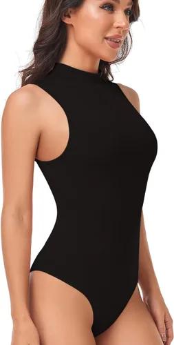 Vista 3 de GXXGE Camiseta sin mangas con cuello de tortuga simulada para mujer