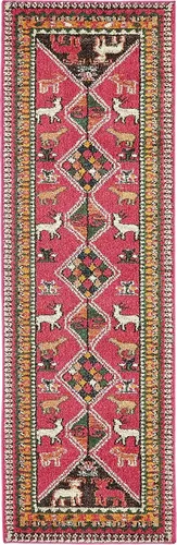 Vista 3 de Unique Loom Sedona Collection Southwestern, borde, sobreteñida, animales, tribal, alfombra de área abstracta, 2 pies 2 pulgadas x 6 pies 7 pulgadas