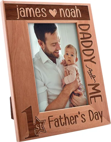 Vista 2 de Regalos para papá, marco de fotos personalizado de 4 x 6 pulgadas, marco del primer día del padre, regalos para el primer día del padre de parte