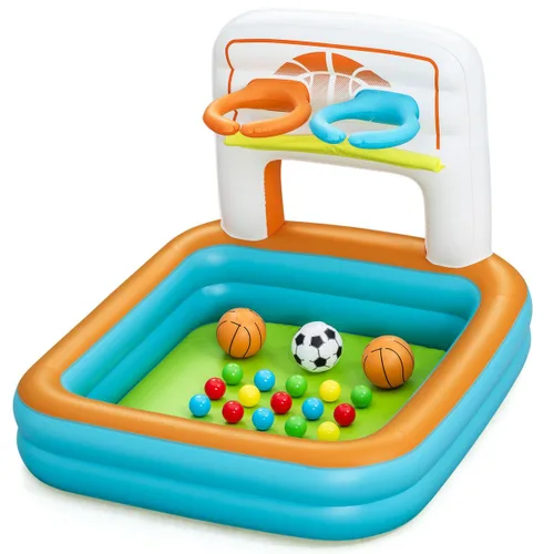 Vista 2 de Bestway Piscina Hinchable Infantil Juegos Canastas con Pelotas y Bolas 120x107x84 cm +2 Años Jardin 52728