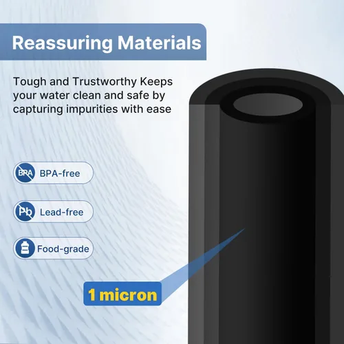 Vista 4 de EXCELPURE Cartucho de repuesto de filtro de agua de carbono CTO de 1 micra, 25,4 x 6,3 cm, para sistema de filtro de agua de encimera para el hogar