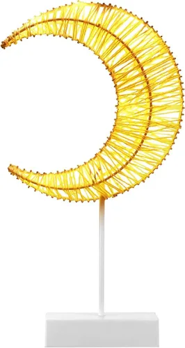 Vista 10 de Lewondr Ramadan Crescent Moon Table Lamp, 3 Way Dimmable Touch Lamp, Gold