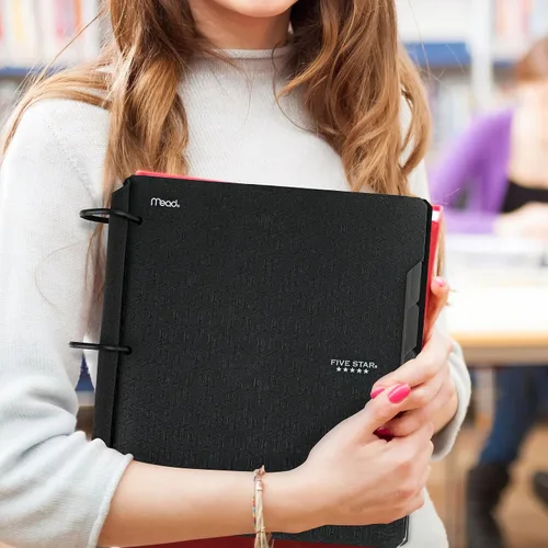Vista 7 de Five Star Flex - Cuaderno recargable + aplicación de estudio, papel rayado universitario y carpeta de anillos TechLock de 1 pulgada con bolsillos