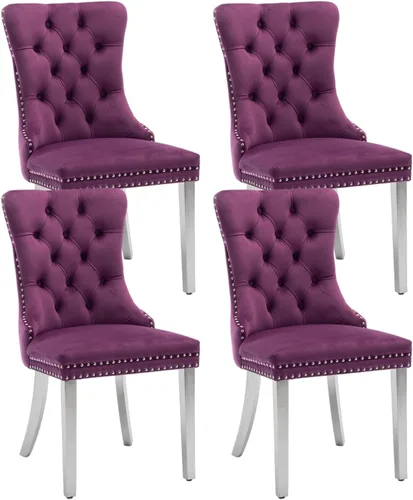 Vista 13 de Juego de 2 sillas de comedor de terciopelo beige, sillas de comedor tapizadas beige01