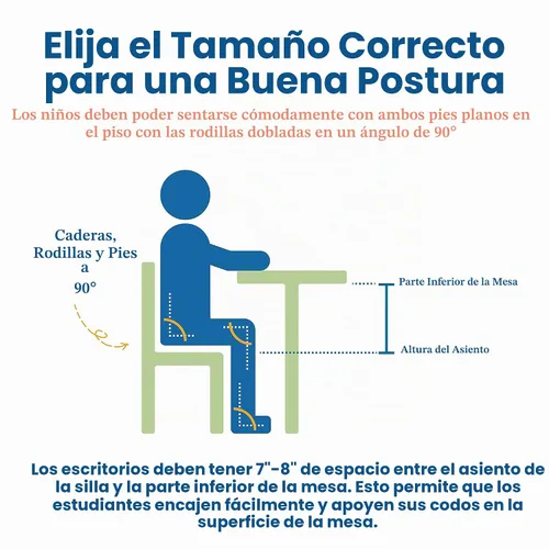 Vista 8 de ECR4Kids Silla ajustable para aula, asientos flexibles, color azul, paquete de 2