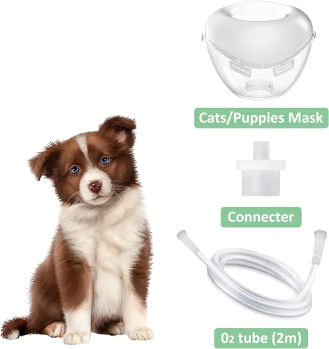 Vista 2 de Máscara inhaladora para gatos, máscara de oxígeno para gatos y cachorros, máscara y tubo de oxígeno para mascotas, adecuada para gatos y perros