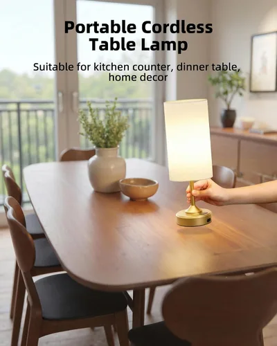 Vista 3 de Lámpara de batería, regulable, luz ambiental, 2700 K, temporizador, control táctil, portátil, LED, funciona con pilas, recargable, inalámbrica