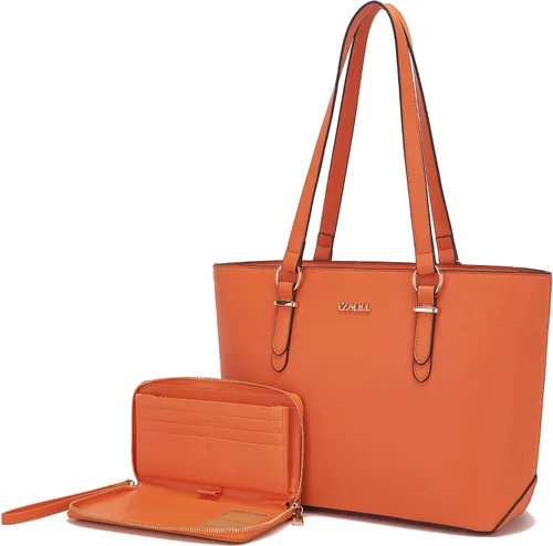 Vista 16 de YZAOLL Bolsos para mujer de cuero sintético, medianos y grandes, bolso de hombro, cartera, juego de bolso de mano y billetera