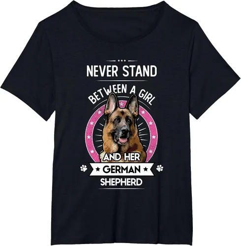 Vista 38 de Never Stand Between A Girl and Her German Shepherd T-Shirt Asphalt Grey