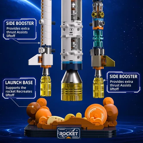 Vista 5 de Space Rocket - Juego de bloques de construcción con luces LED para niños