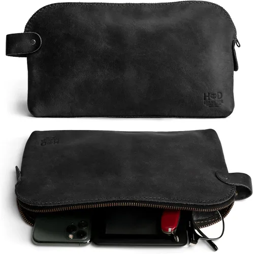 Vista 7 de Hide & Drink, Bolsa grande rústica multiusos para cables y cargadores, bolsa de viaje, bolsa multiusos, cuero de grano completo, hecho a mano