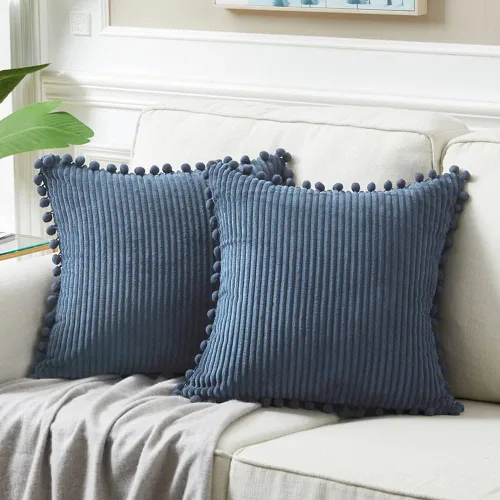 Vista 33 de Fancy Homi Juego de 2 fundas de almohada decorativas negras de 12 x 12 pulgadas con pompones para sofá y cama, decoración moderna de estilo bohemio