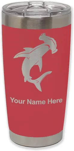 Vista 23 de LaserGram Vaso aislado al vacío de 20 onzas, tiburón martillo, grabado personalizado incluido (negro)