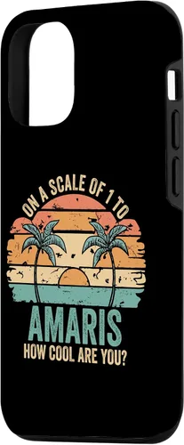 Vista 2 de Funda con nombre personalizado para iPhone 14 AMARIS para niñas retro