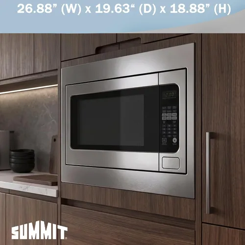 Vista 5 de Summit - Horno microondas integrado de acero inoxidable de 27 pulgadas y 30 pulgadas, 2.2 pies cúbicos, con kit de molduras y panel de control