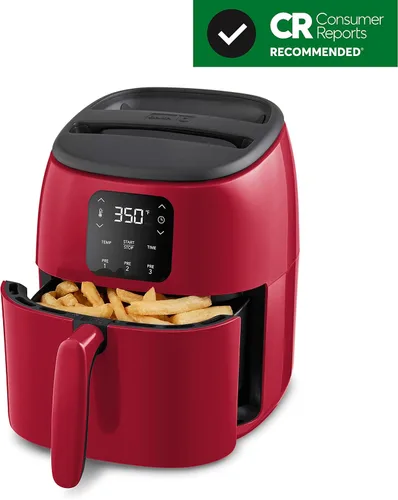 Vista 2 de Dash Tasti-Crisp - Freidora de aire digital, 2.6 cuartos de galón, color rojo