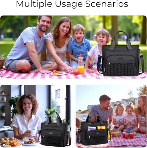 Vista 7 de AIJIEKE Lonchera térmica para hombres y mujeres, lonchera, bolsa de almuerzo para el trabajo, bolsa enfriadora grande a prueba de fugas con correa