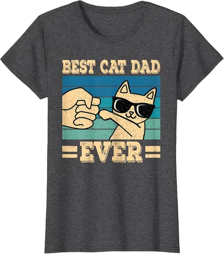 Vista 51 de Best Cat Dad Ever Vintage Funny Cat Lover Retro Men T-Shirt Asphalt Grey