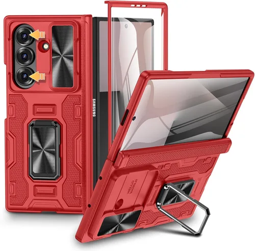 Vista 28 de VEGO Funda para Galaxy Z Fold 4 con Cubierta de Cámara Deslizante y Protección de Bisagra Funda con Protector de Pantalla Soporte Magnético de 360°