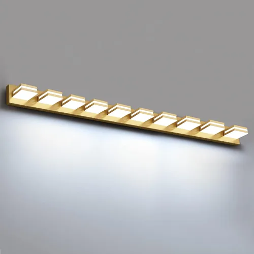Vista 32 de IZORRO Luces LED modernas para baño (8 luces, regulables), iluminación de pared acrílica blanca mate, luces de tocador para baño sobre espejo, 6000
